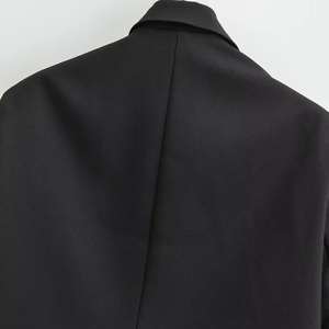 Damen 2024 Modische Doppelreihige Langarm-Bürojacke V-Ausschnitt Stickerei Perlen Feder Einfarbiges Muster Knopfverschluss - Product Image 3
