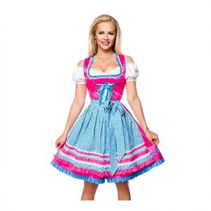 Jupe pour femme adulte de qualité supérieure, style Trachten Mode Dirndl, en tissu coton et satin à carreaux, Halloween, Echo Victorien Édouardien, pour films et séries TV - Product Image 1