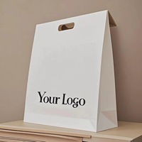 Sacs en papier kraft recyclables perforés avec logo personnalisé, sacs fourre-tout découpés pour le shopping, emballage cadeau pour bijoux, montres, lunettes et mariages