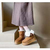 Bottes de neige à plateforme pour femmes, imperméables, chaudes, doublées de coton, bottines d'hiver à boucle latérale, chaussures de marche décontractées en peluche