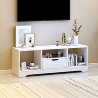 Meuble TV bas moderne et minimaliste avec extension télescopique et pieds en bois massif pour petits appartements, salon, chambre, mobilier de maison
