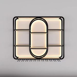L'armadietto del vino illuminato sulla parete del bar, il portabottiglie montato a parete la vetrina appesa <span class=keywords><strong>al</strong></span> <span class=keywords><strong>muro</strong></span> nella sala da pranzo - Product Image 6