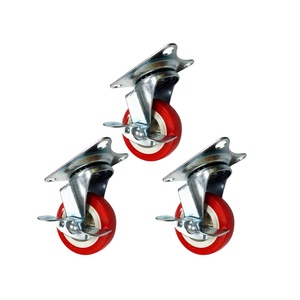 <span class=keywords><strong>3</strong></span> Zoll 5 Zoll drehbare rote Pu-Räder Edelstahl Custom ized Heavy Duty 360-Grad-Rollen rad mit Schloss - Product Image 4
