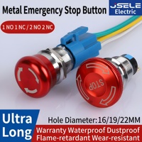 Bouton d'arrêt d'urgence en aluminium rouge, forme champignon, 16mm 19MM 22MM, étanche IP65 IP67, interrupteur 1NO1NC pour appareils électroménagers