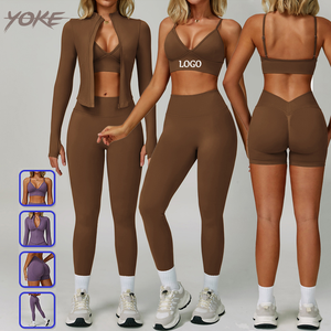 YOKE Abbigliamento Sportivo Personalizzato per Donne, Completi da Allenamento con Maniche Lunghe e Leggings Senza Cuciture, Set per <span class=keywords><strong>Palestra</strong></span> e Yoga - Product Image 1