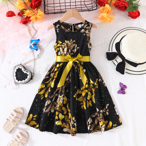 ชุดเดรสเด็กผู้หญิง อายุ 3-7 ปี เสื้อผ้าเด็กน่ารัก ลายดอกไม้ ระบายชายกระโปรง ยาวระดับเข่า ทรงเอไลน์ ผ้าโพลีเอสเตอร์ระบายอากาศได้ดี เหมาะสำหรับใส่ในชีวิตประจำวัน - Product Image 1