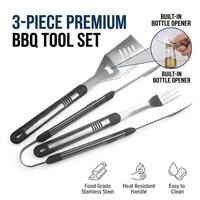 Ensemble d'outils de barbecue 3 pièces en acier inoxydable, kit d'accessoires pour grillades avec spatule, fourchette et pinces pour le camping en plein air et les grillades en arrière-cour