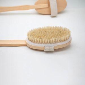 Bathroom Accessories Wooden Handle Detachable Boar Bristle <b>Bath</b> Brush - Product Image 3