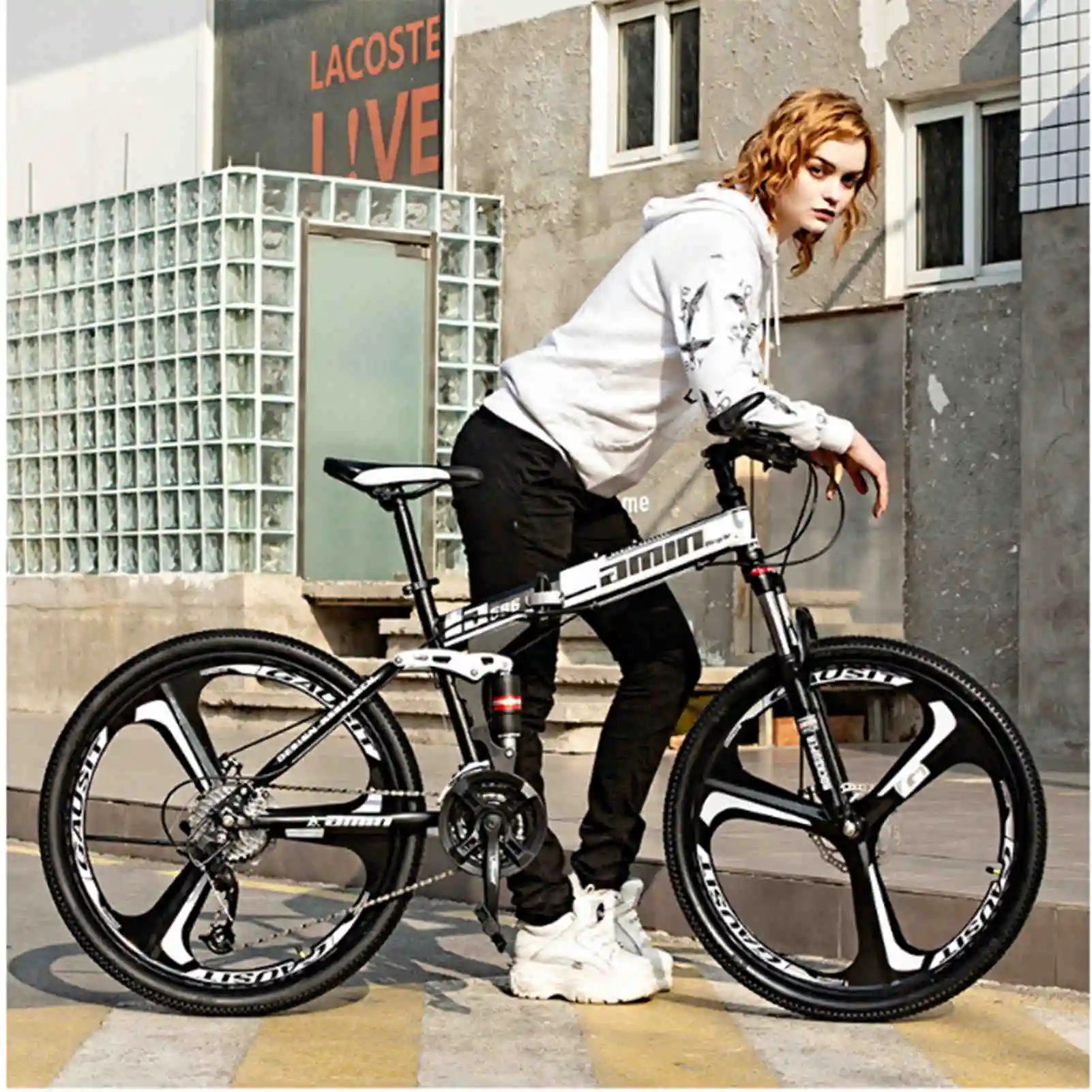 Bicicleta de Montaña plegable para hombre, bici de 26 pulgadas con suspensión completa, de carbono, OEM, novedad de 2023