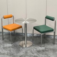 Moderne Quadratische Restaurantmöbel: Tisch-Stuhl-Kombination aus Edelstahl, Durchmesser 50 cm, für Milchbar und Café