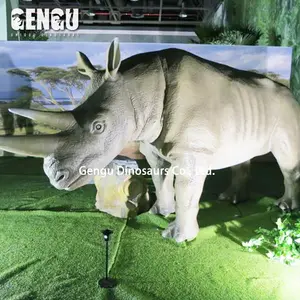 Theme Park Lifesize Animal Model Animatronic Rhino