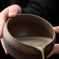 Ensemble de thé matcha en céramique avec glaçure en fer doré, bol à matcha, fouet en bambou Chasen, Chashaku, fournisseur en gros pour hôtels, OEM, ODM