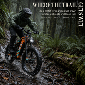 Bici Elettrica da Fuoristrada con Pneumatici Fat da <span class=keywords><strong>26</strong></span>" x 4.8, Motore Mid-Drive da 1000W 52V, Telaio in Carbonio, Doppia Sospensione, E-bike per Adulti per Tutti i Terreni - Product Image 3
