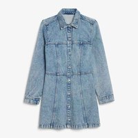 Robe en jean personnalisée, unie, naturelle, tissée, infroissable, à manches longues, mini, simple, à col rabattu et boutonnée, pour printemps, été, automne