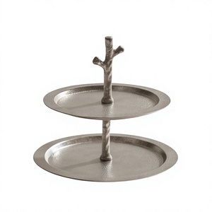 Soporte Multifuncional de 2 Niveles para Pasteles, de Metal Plateado, Redondo, con Bandeja para Servir, para Té de la Tarde, Exhibidor de Pastelería - Product Image 1
