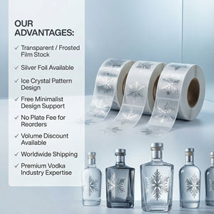 ฉลากวอดก้าแบบใสสั่งทำ, สติกเกอร์ไวนิลใสแบบฝ้ากันน้ำ พร้อมปั๊มฟอยล์<span class=keywords><strong>สี</strong></span>เงินสำหรับบรรจุภัณฑ์ขวดสุรา - Product Image 6