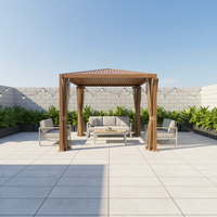 Pergola Bioclimatique à Toit Ouvrant en Bois pour Extérieur, Auvent Pare-Soleil, Tonnelle de Jardin, Abri de Jardin à Ombre Manuelle