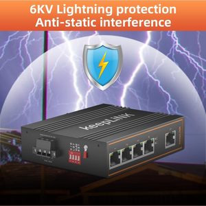 KeepLiNK 5 puertos Gigabit Industrial PoE <span class=keywords><strong>Switch</strong></span> no gestionado 125W <span class=keywords><strong>Ethernet</strong></span> Din Rail <span class=keywords><strong>Switch</strong></span> IP40 -40 ° 75 °C Rango de temperatura de funcionamiento - Product Image 6