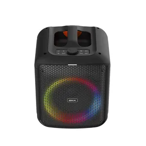 Speaker Bluetooth kotak pesta portabel luar ruangan, pengeras suara Bluetooth Subwoofer 6.5 inci dengan lampu RGB