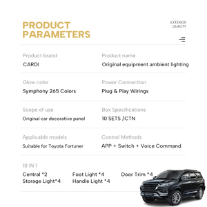 ไฟตกแต่งภายในรถยนต์ D3 Fortuner แถบไฟอัตโนมัติ ปรับเปลี่ยนสีได้ตามอารมณ์ ควบคุมผ่านสมาร์ทโฟน - Product Image 6