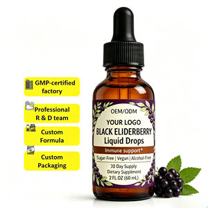 Gotas Líquidas de Saúco Personalizadas OEM Sambucus Nigra, Apoyo Inmunológico, Empaque Personalizado, Fabricante GMP, Suplementos Herbales - Product Image 1