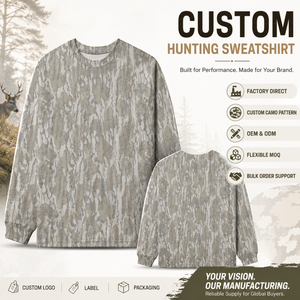 Sweat-shirt à col rond personnalisé avec motif camouflage, en coton et nylon, en molleton, à manches longues, pour la chasse, les activités de plein air, l'hiver, vente en gros, sweat-shirt pour homme - Product Image 2