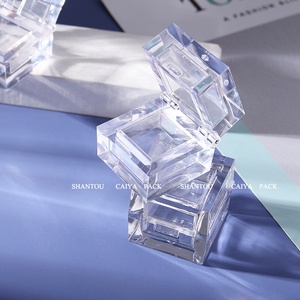 Nhựa mỹ phẩm 2 in1 rõ ràng trong suốt trống vuông bột trường hợp Eyeshadow nhỏ gọn Blusher Gel Palette Lip Balm <span class=keywords><strong>container</strong></span> - Product Image 1