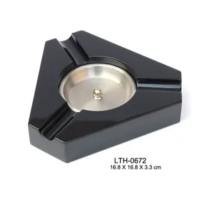 Triangle Custom Logo Personalized Hotel Bar Office Wooden And Stainless Steel And 3ct Cigar Ashtray Ashtray