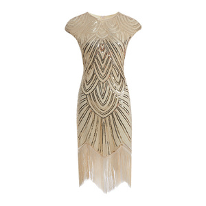 Minthson 1920 S Gatsby <span class=keywords><strong>flapper</strong></span> bạc trang trí frindge HEM tôn tạo ăn mặc 8 đến cộng với kích cỡ - Product Image 3