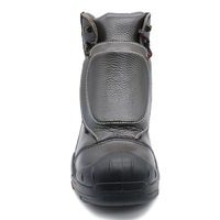 MAXITOUGH Bottes de travail en cuir gaufré grain de soudure avec embout en acier PU/semelle en caoutchouc Protection de la semelle extérieure Bottes de sécurité minière pour hommes