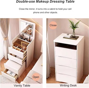 Table de toilette moderne <span class=keywords><strong>et</strong></span> simple de couleur blanche avec miroir é<span class=keywords><strong>clair</strong></span>é <span class=keywords><strong>et</strong></span> commodes, meubles de chambre durables, vente en gros de coiffeuses - Product Image 6