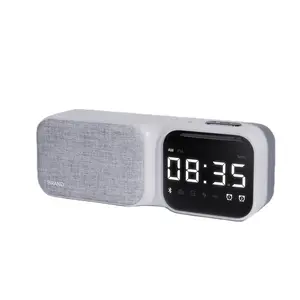 Mini Fashion 3 in 1 cloth fabric bluetooh FM radio alarm clock LED wireless subwoofer speaker