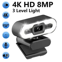 Portable 1080P 2K 4K Webcam PC Portable Auto Focus Webcam Live Streaming Flexible avec Microphone Diffusion en direct avec lumière
