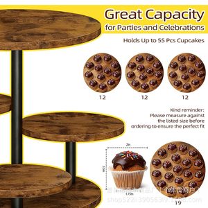 Wood Cake <b>Stand</b> Round Retro Color Durable Birthday Dessert Display Rack Party Tableware 1 <b>Pc</b> - Product Image 3