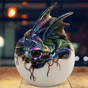 Polyresin/Resin figurine dragon Dragon Baby in Egg Statue 4"H Purple Fantasy Collectible Figurine Room Decor