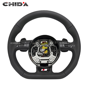 Volant en cuir perforé noir personnalisé pour <span class=keywords><strong>Audi</strong></span> A6 A3 A4 A5 Q5 RS3 RS7 Q7 C6 C8 A8 S6 S7 B8 B8.5 B9 S3 S4 S5 - Product Image 1