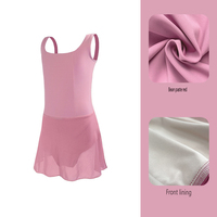 Enfants Ballet Justaucorps Robe Sans Manches Gymnastique Dancewear Formation Costume pour Filles Couleur Unie Jupe Tenue
