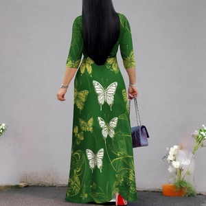 女式夏季波西米亚3/4袖波西米亚沙滩性感碎花马克西连衣裙夏威夷包裹优雅连衣裙度假套装 - Product Image 3