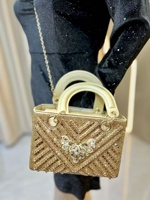 Pochette de Soirée Scintillante pour Femme avec Strass, Sac à Bandoulière Chaîne, Sac à Main Perlé en Cristal, Sac de Mariage/Fête, Sac en Cuir PU à Double Poignée