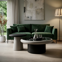 Table basse en bois italien avec plateau en dalle de roche, style moderne, luxe léger, ronde, simple, pour salon, meubles de maison