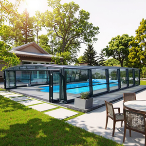 Recinto <span class=keywords><strong>de</strong></span> piscina retráctil automático con techo <span class=keywords><strong>de</strong></span> vidrio templado para villas Hoteles y apartamentos Sunrooms y casas <span class=keywords><strong>de</strong></span> vidrio - Product Image 5