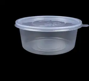 दौर काले Microvable फास्ट फूड सलाद बॉक्स कटोरा lids के साथ डिस्पोजेबल Takeaway खाद्य कंटेनर