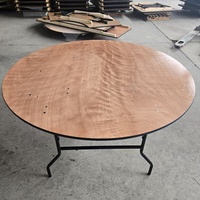 Tables d'événements en plein air, tables rondes pliantes modernes en PVC, tables de banquet pliantes en bois pour mariage et divers événements