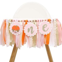 Citrouille ronde 1er anniversaire fête décoration bannière Triangle couronne chapeau gâteau et chaise ornement bébé célébration fournitures