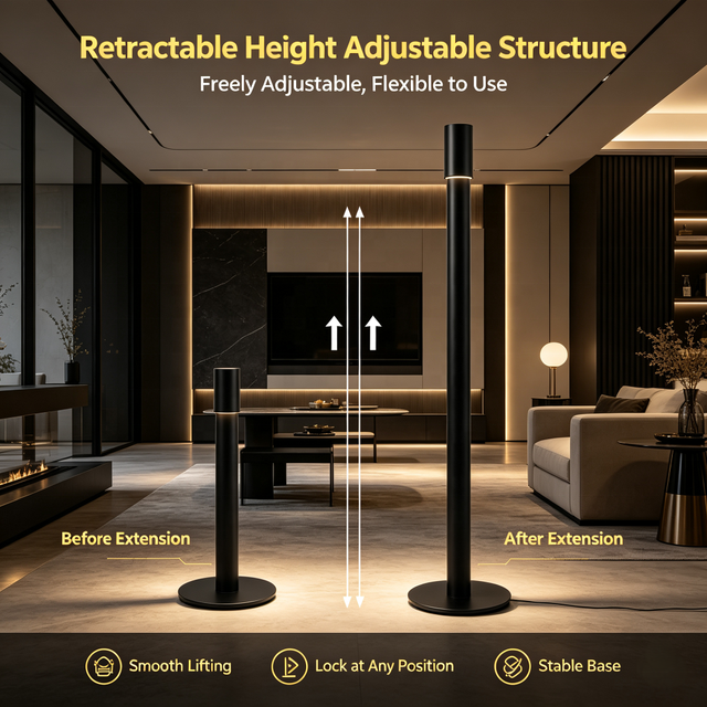 Modern Vertical Retractable LED Floor Lamp Touch Top Panel 2700K-6500K Eye Friendly Lamp With Warm Top Night Light
