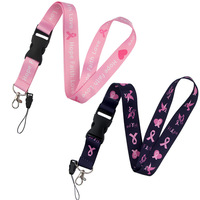 WOWEI-Porte-badge de sensibilisation au cancer du sein, porte-clés noir rose, accessoires pour clés et badges d'identité