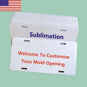 USA Entrepôt Livraison gratuite 6 ''* 12'' Plaque d'immatriculation en aluminium à sublimation Plaque d'immatriculation vierge Bienvenue pour personnaliser l'ouverture du moule