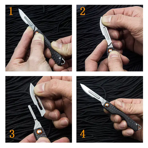 LHCB112 мини карманный складной нож сменные лезвия из углеродного волокна складной скальпель нож для выживания для гравировки - Product Image 6