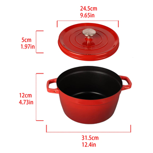 2026 Trending Red Enamel Cast Iron Cookware Nonstick Grill Fry <b>Pan</b> Fast Heating Dutch Oven <b>With</b> Pot <b>Lid</b> Eco Friendly Compatible - Product Image 2
