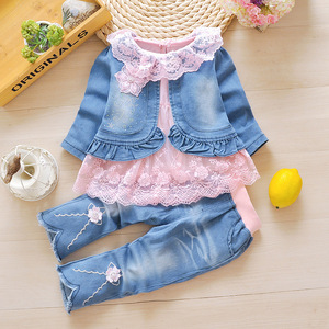 Conjunto de Ropa para Niñas Ebay Wish, Primavera Otoño, Chaqueta Vaquera, Camisa de Manga Larga, Pantalones Vaqueros, 3 Piezas - Product Image 5